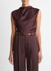 Satin Draped Cowl-Neck Top in Tank Tops | VINCE Women