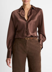 Silk Bias Long-Sleeve Blouse in Long Sleeve | VINCE Women