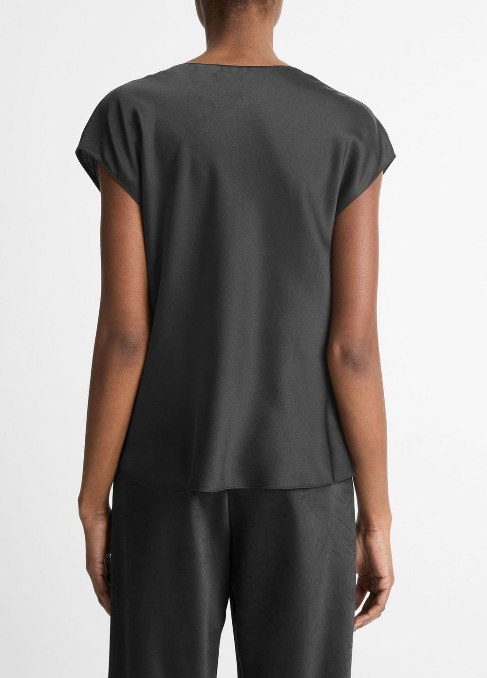 Silk Cowl-Neck Blouse in Short Sleeve | VINCE Women