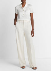 Silk Short-Sleeve Polo Shirt in Short Sleeve | VINCE Women