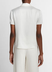 Silk Short-Sleeve Polo Shirt in Short Sleeve | VINCE Women
