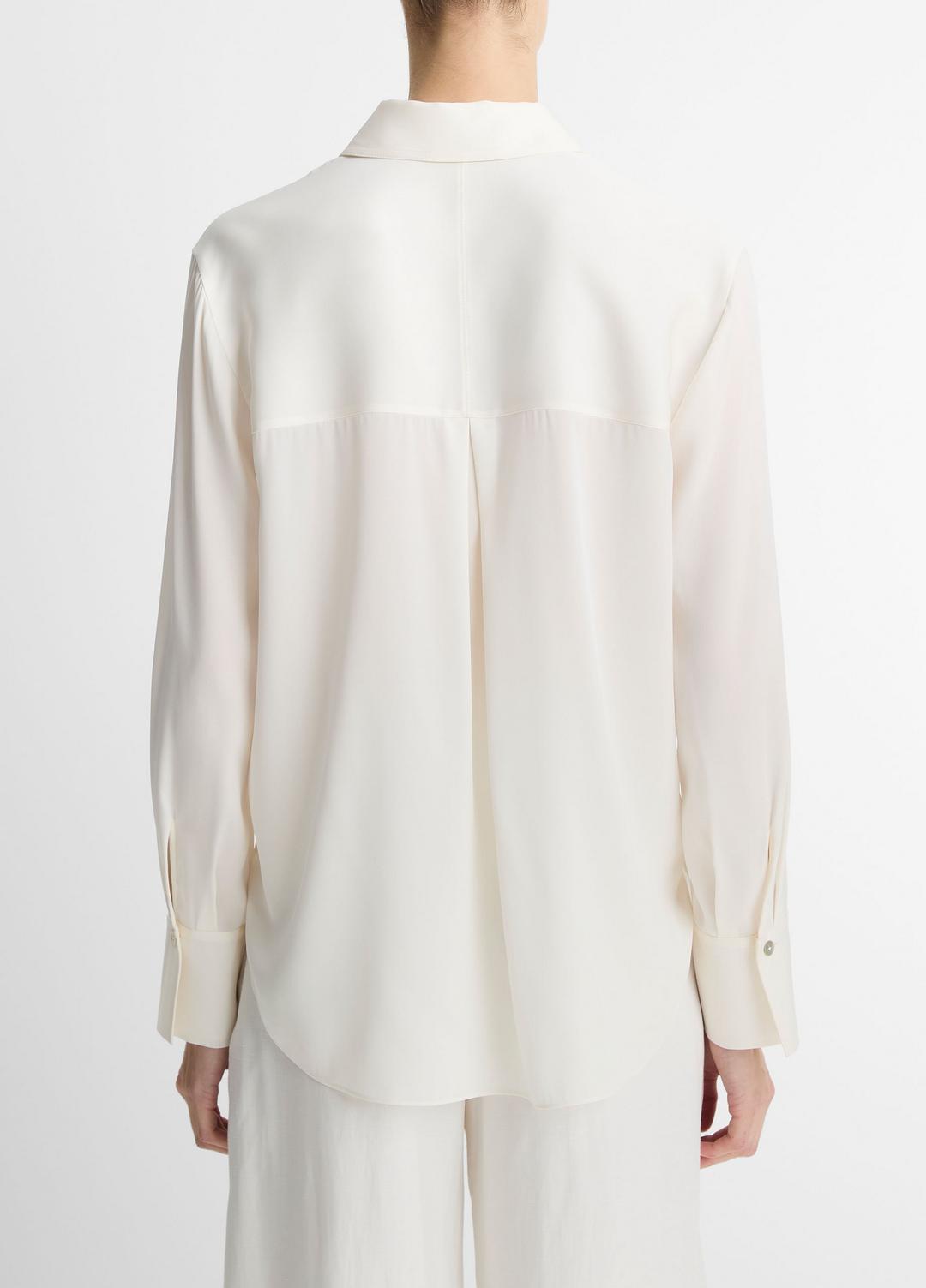 Stretch-Silk Button-Front Blouse in Long Sleeve | VINCE Women