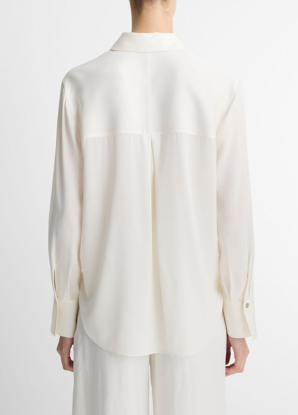 Stretch-Silk Button-Front Blouse in Long Sleeve | VINCE Women