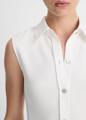 Sleeveless Button-Front Shirt in Short Sleeve | VINCE Women
