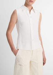 Sleeveless Button-Front Shirt in Short Sleeve | VINCE Women