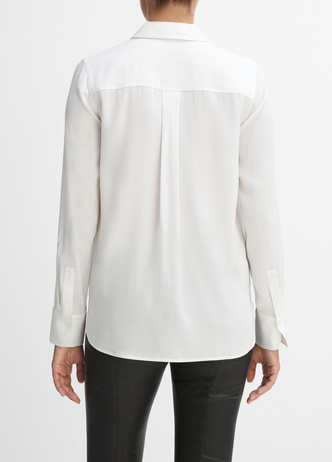 Slim Fitted Stretch-Silk Blouse in Long Sleeve | VINCE Women