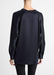 Silk Satin Band-Collar Blouse in Long Sleeve | VINCE Women