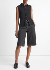 Sleeveless Button-Front Shirt in Short Sleeve | VINCE Women