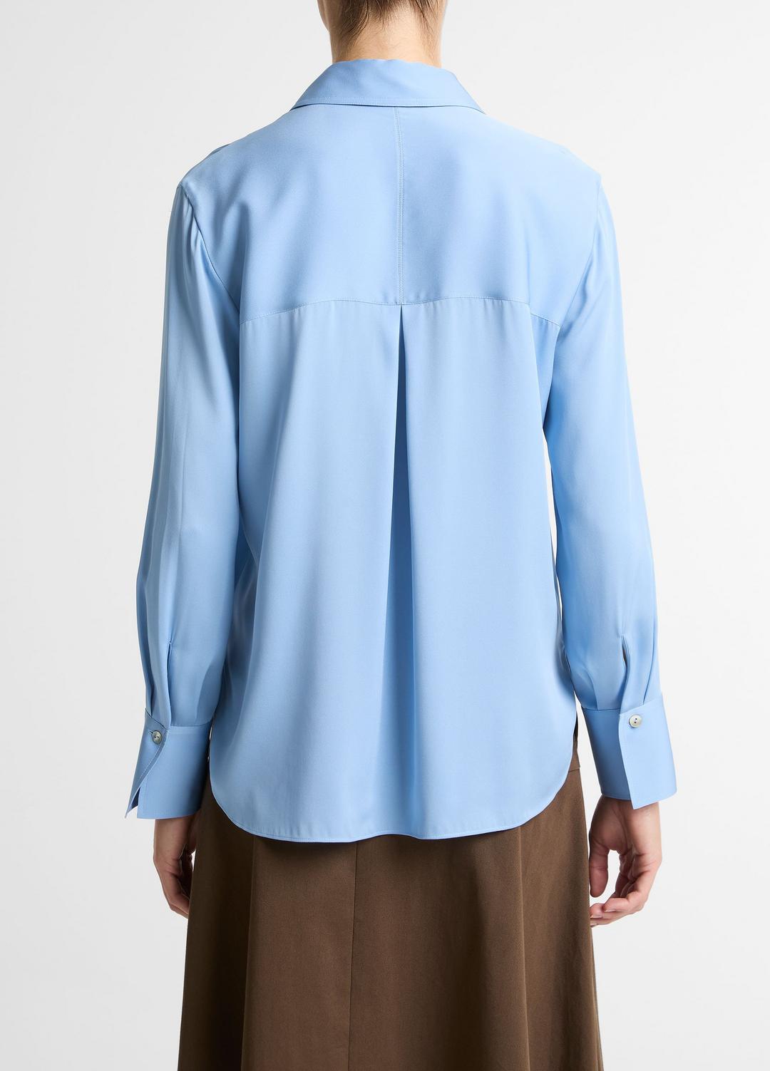 Stretch-Silk Button-Front Blouse in Long Sleeve | VINCE Women