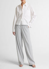 Cotton Cropped Button-Front Shirt  in Long Sleeve | VINCE Women