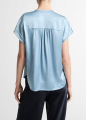 Silk Gathered Cap-Sleeve Blouse in Short Sleeve | VINCE Women