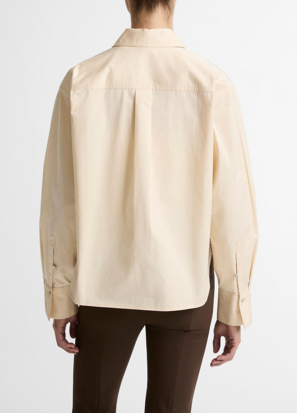 Cotton Cropped Button-Front Shirt  in Long Sleeve | VINCE Women