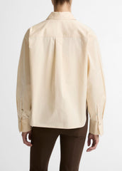 Cotton Cropped Button-Front Shirt  in Long Sleeve | VINCE Women