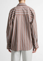 Striped Cotton-Blend Button-Front Shirt in Long Sleeve | VINCE Women