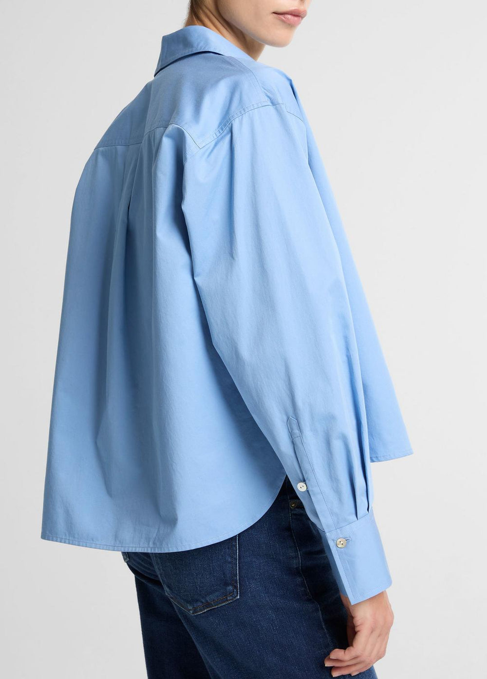 Cotton Cropped Button-Front Shirt  in Long Sleeve | VINCE Women