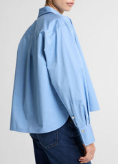 Cotton Cropped Button-Front Shirt  in Long Sleeve | VINCE Women