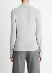 Relaxed Fixed-Wrap Jersey Top in Long Sleeve | VINCE Women