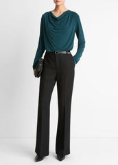 Matte Jersey Cowl-Neck Top in Long Sleeve | VINCE Women