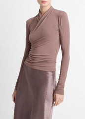 Fixed Wrap Long-Sleeve Top in Long Sleeve | VINCE Women