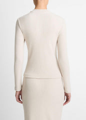 Cozy Rib High V-Neck Top in Long Sleeve | VINCE Women