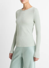 Ribbed Pima Cotton Long-Sleeve T-Shirt in Long Sleeve | VINCE Women