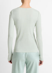 Ribbed Pima Cotton Long-Sleeve T-Shirt in Long Sleeve | VINCE Women