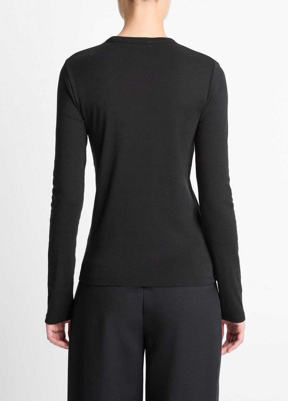 Essential Pima Cotton-Blend Long-Sleeve T-Shirt in Long Sleeve | VINCE Women