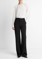 Matte Jersey Gathered Blouse in Long Sleeve | VINCE Women