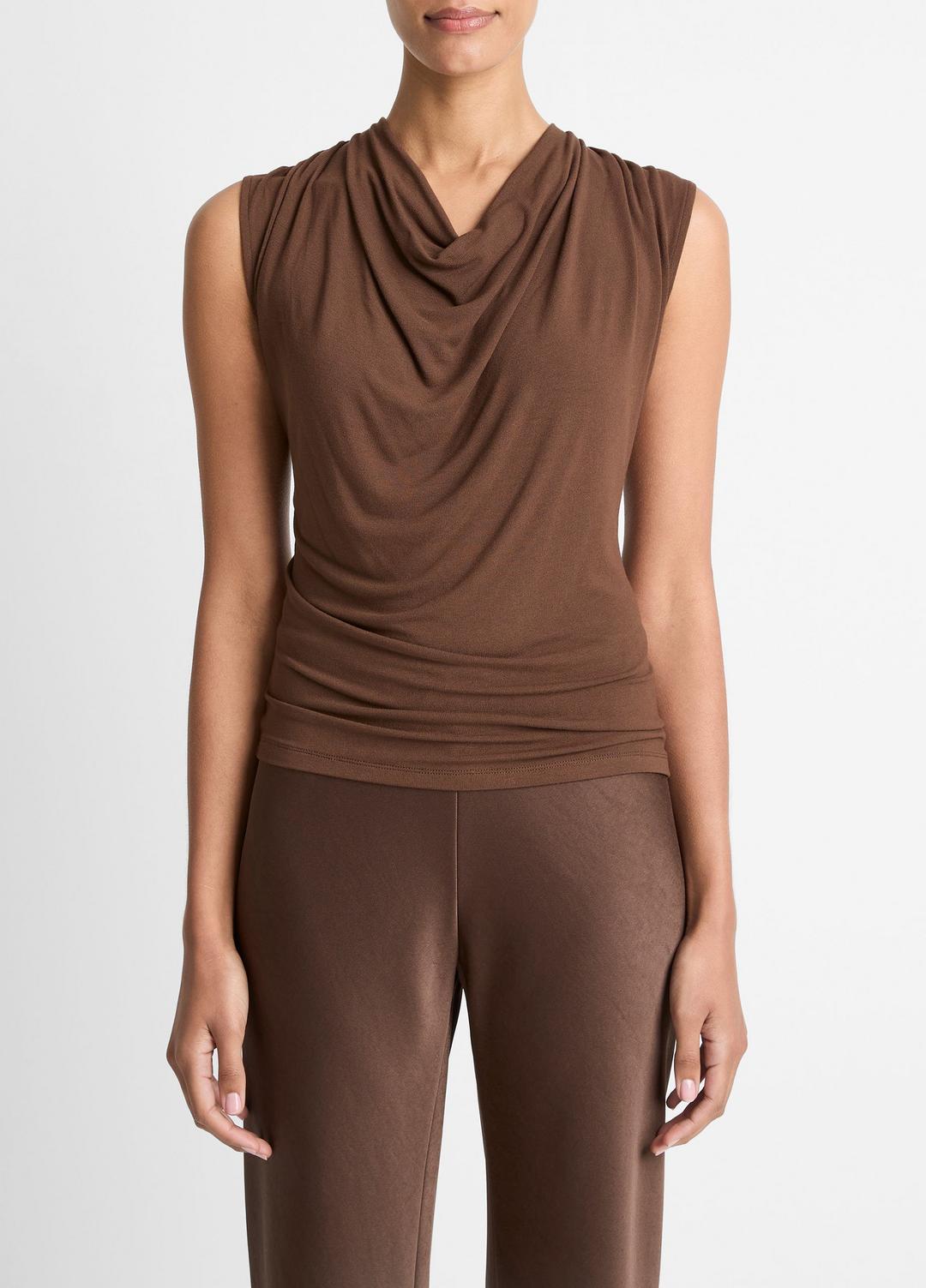 Jersey Draped Cowl-Neck Top in Tank Tops | VINCE Women