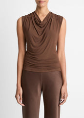 Jersey Draped Cowl-Neck Top in Tank Tops | VINCE Women