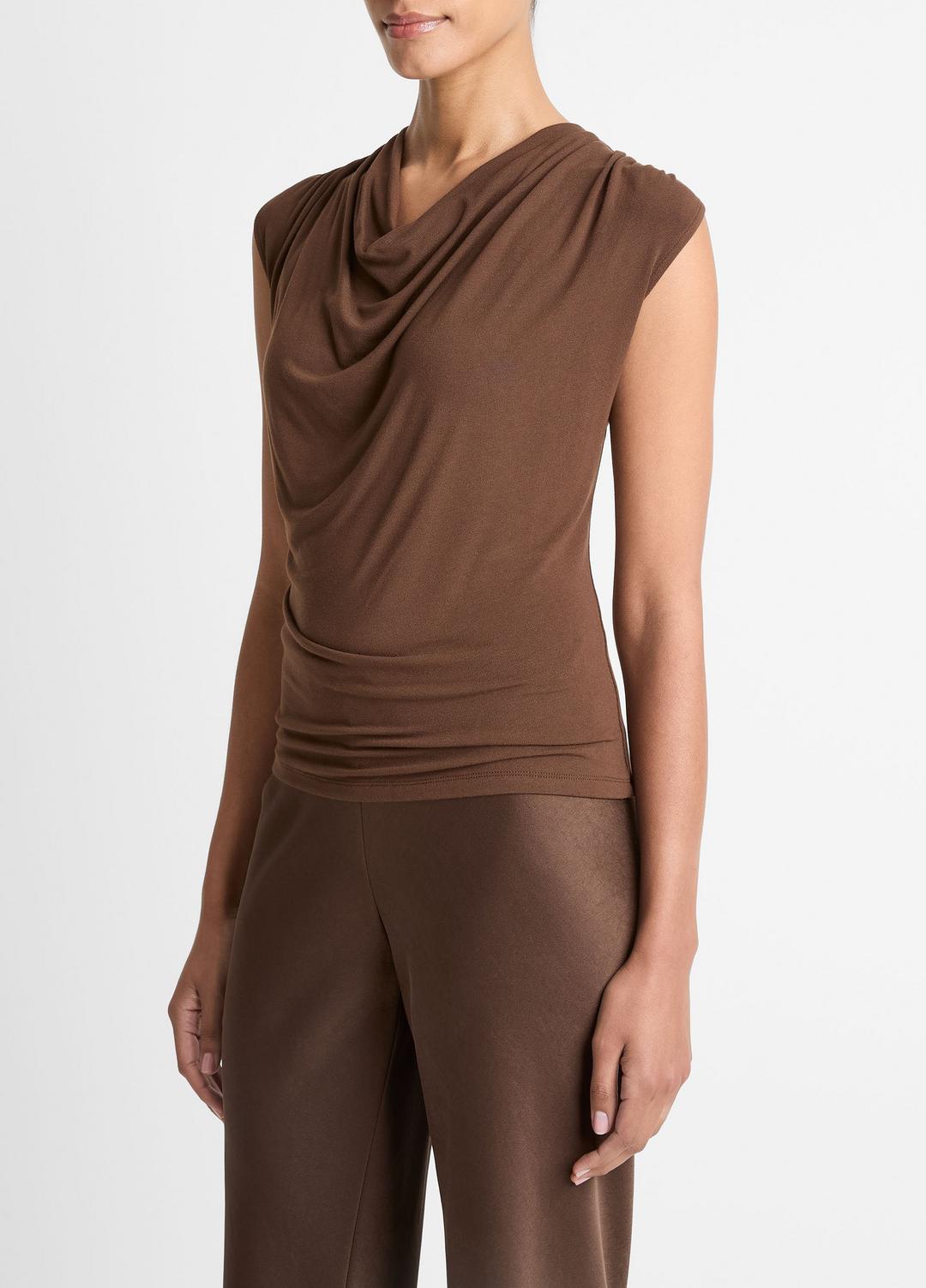 Jersey Draped Cowl-Neck Top in Tank Tops | VINCE Women