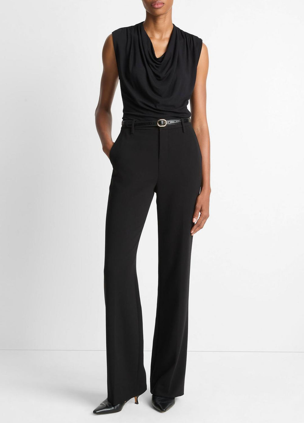 Jersey Draped Cowl-Neck Top in Tank Tops | VINCE Women