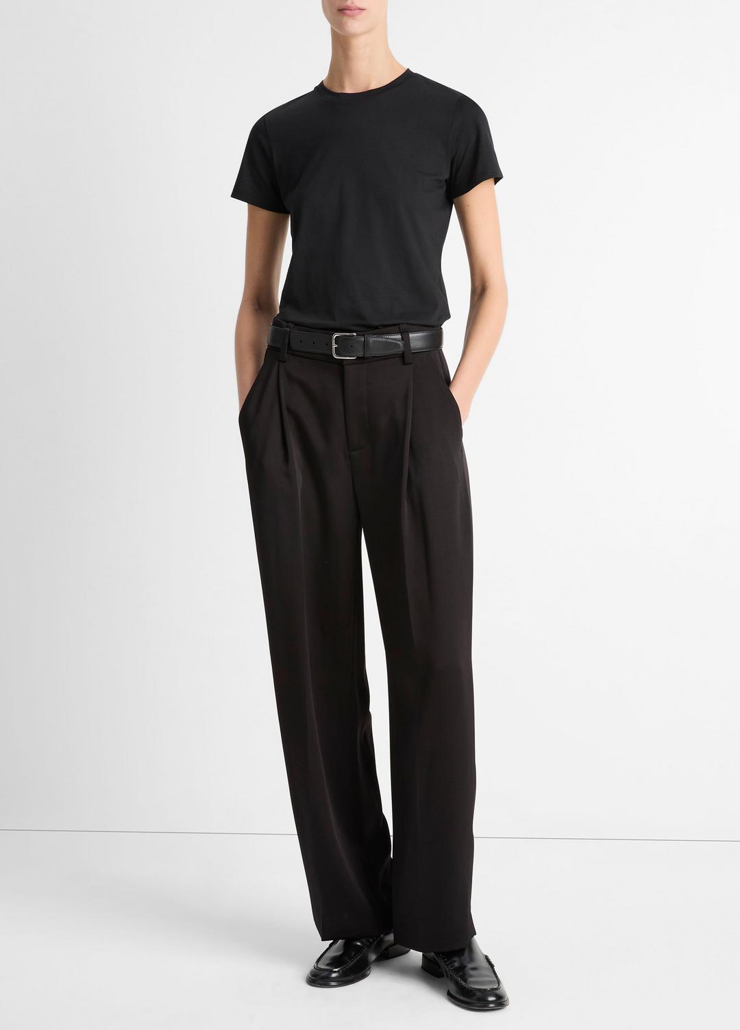 Essential Pima Cotton Crew Neck T-Shirt in Short Sleeve | VINCE Women