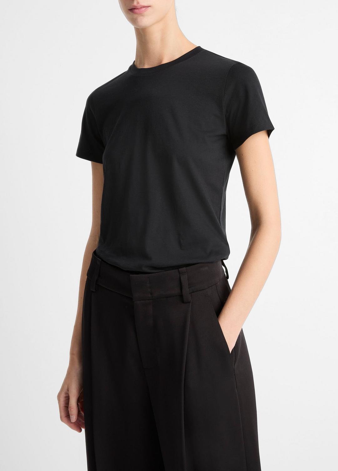 Essential Pima Cotton Crew Neck T-Shirt in Short Sleeve | VINCE Women