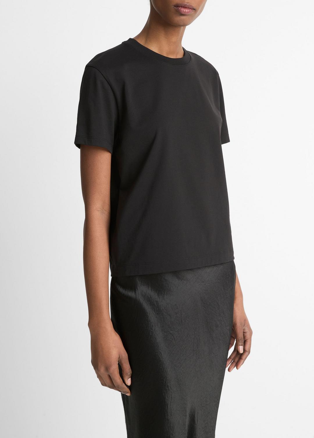 Pima Cotton Crew Neck T-Shirt in Short Sleeve | VINCE Women