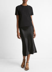 Pima Cotton Crew Neck T-Shirt in Short Sleeve | VINCE Women