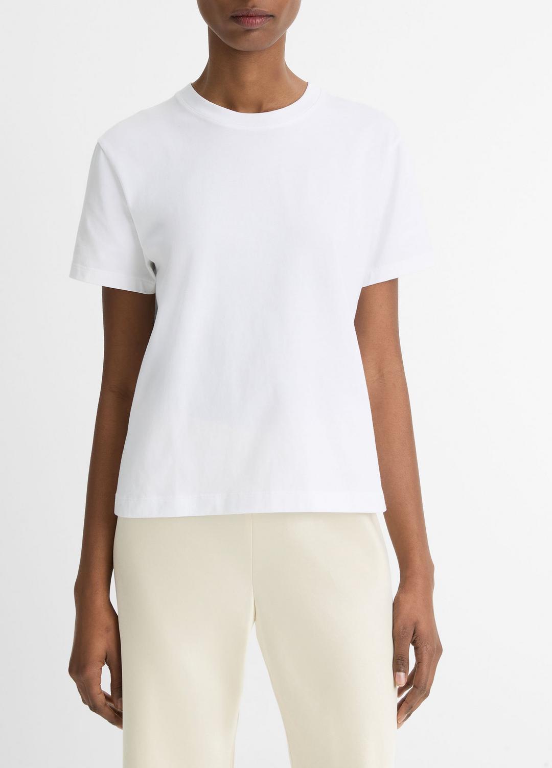 Pima Cotton Crew Neck T-Shirt in Short Sleeve | VINCE Women