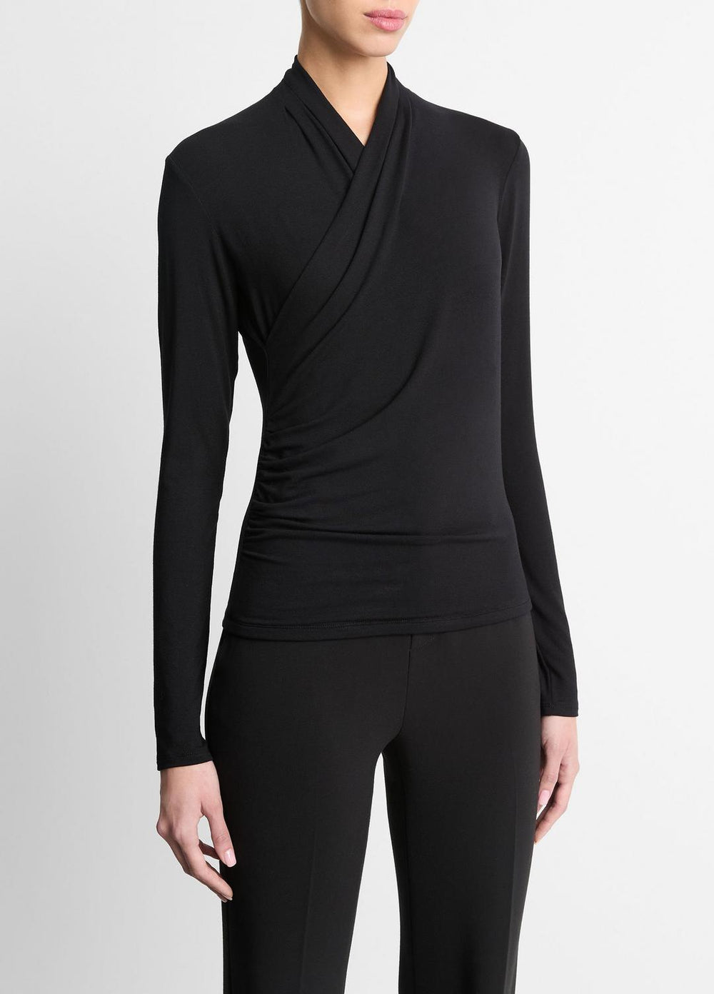 Fixed Wrap Long-Sleeve Top in Long Sleeve | VINCE Women