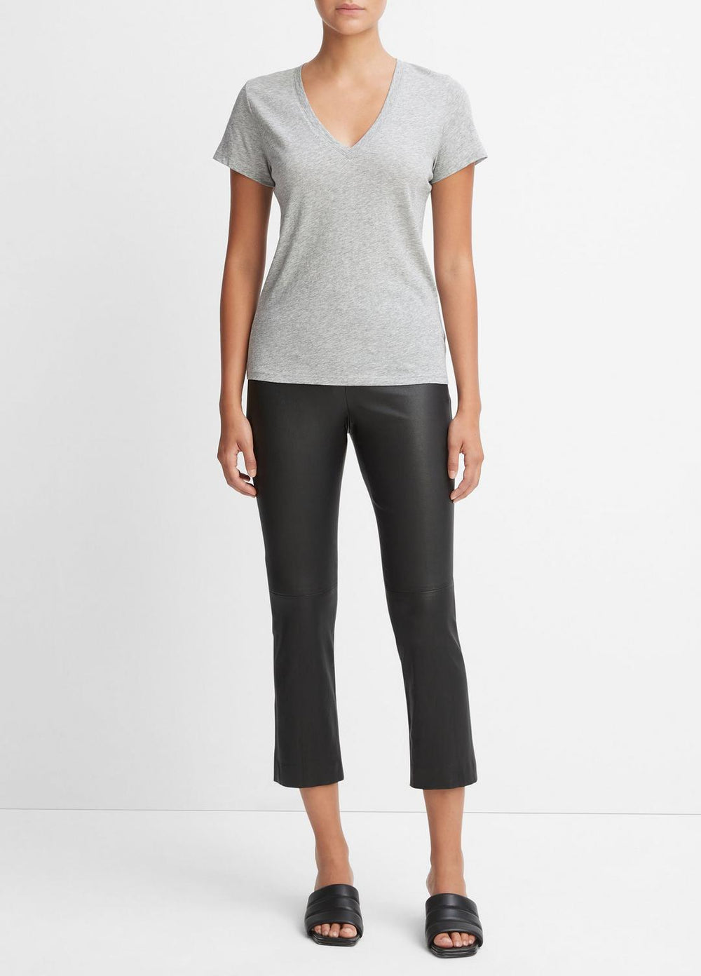 Essential Pima Cotton V-Neck T-Shirt in Short Sleeve | VINCE Women