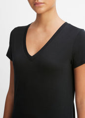Essential Pima Cotton V-Neck T-Shirt in Short Sleeve | VINCE Women