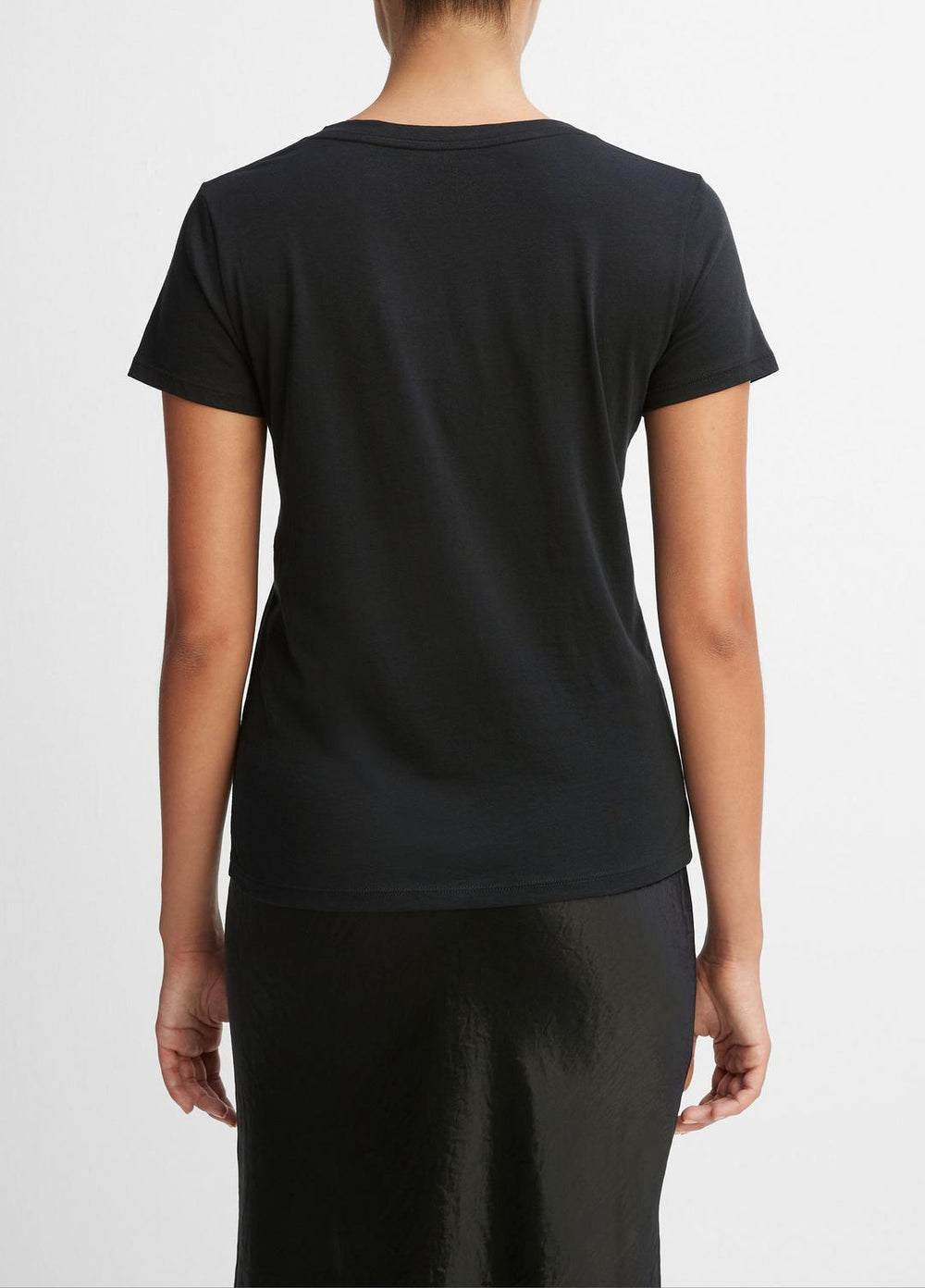 Essential Pima Cotton V-Neck T-Shirt in Short Sleeve | VINCE Women