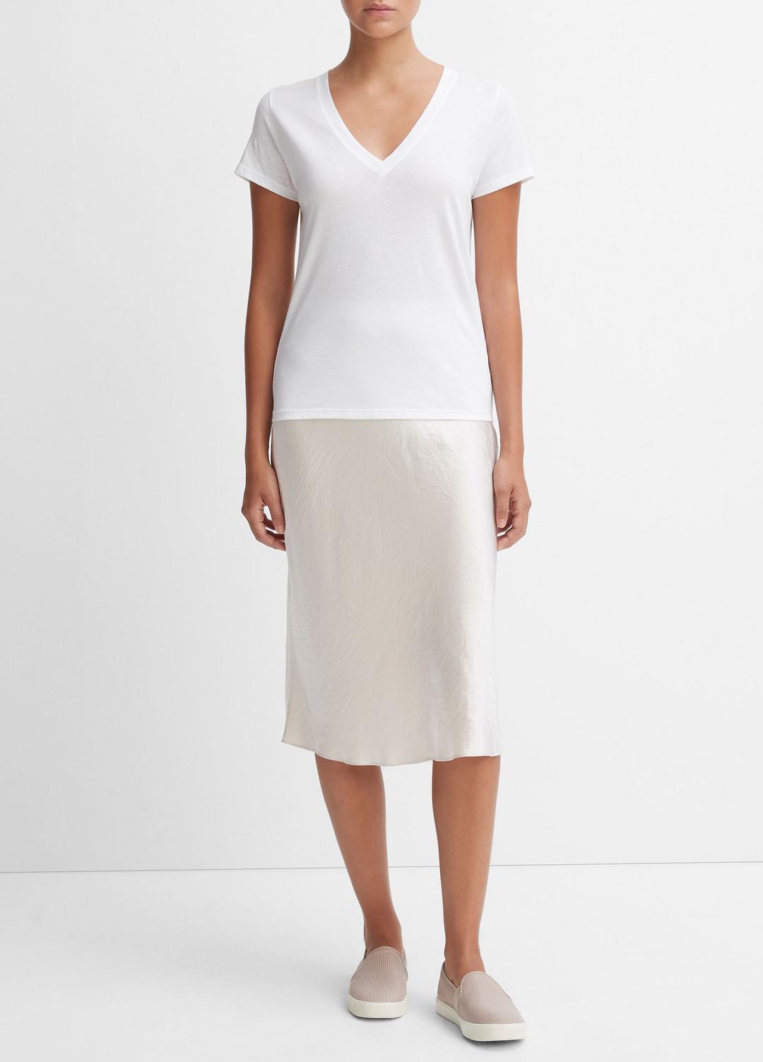 Essential Pima Cotton V-Neck T-Shirt in Short Sleeve | VINCE Women