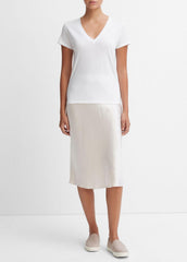Essential Pima Cotton V-Neck T-Shirt in Short Sleeve | VINCE Women