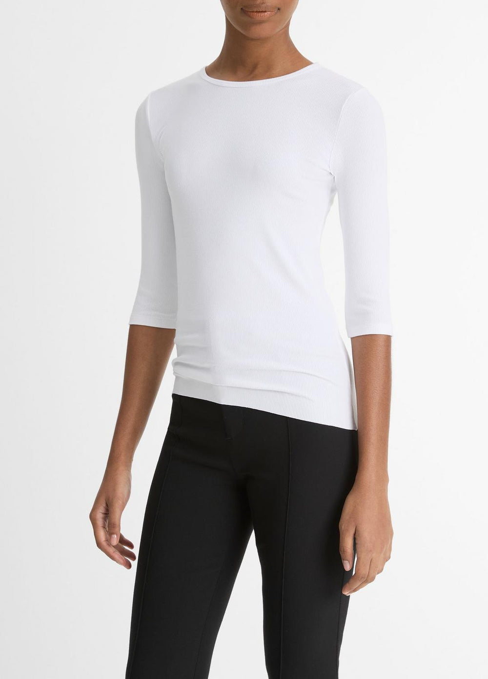 Elbow-Sleeve Crew Neck T-Shirt in Short Sleeve | VINCE Women