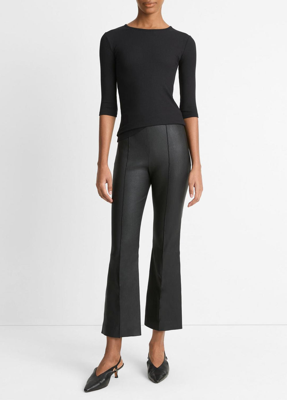 Elbow-Sleeve Crew Neck T-Shirt in Short Sleeve | VINCE Women