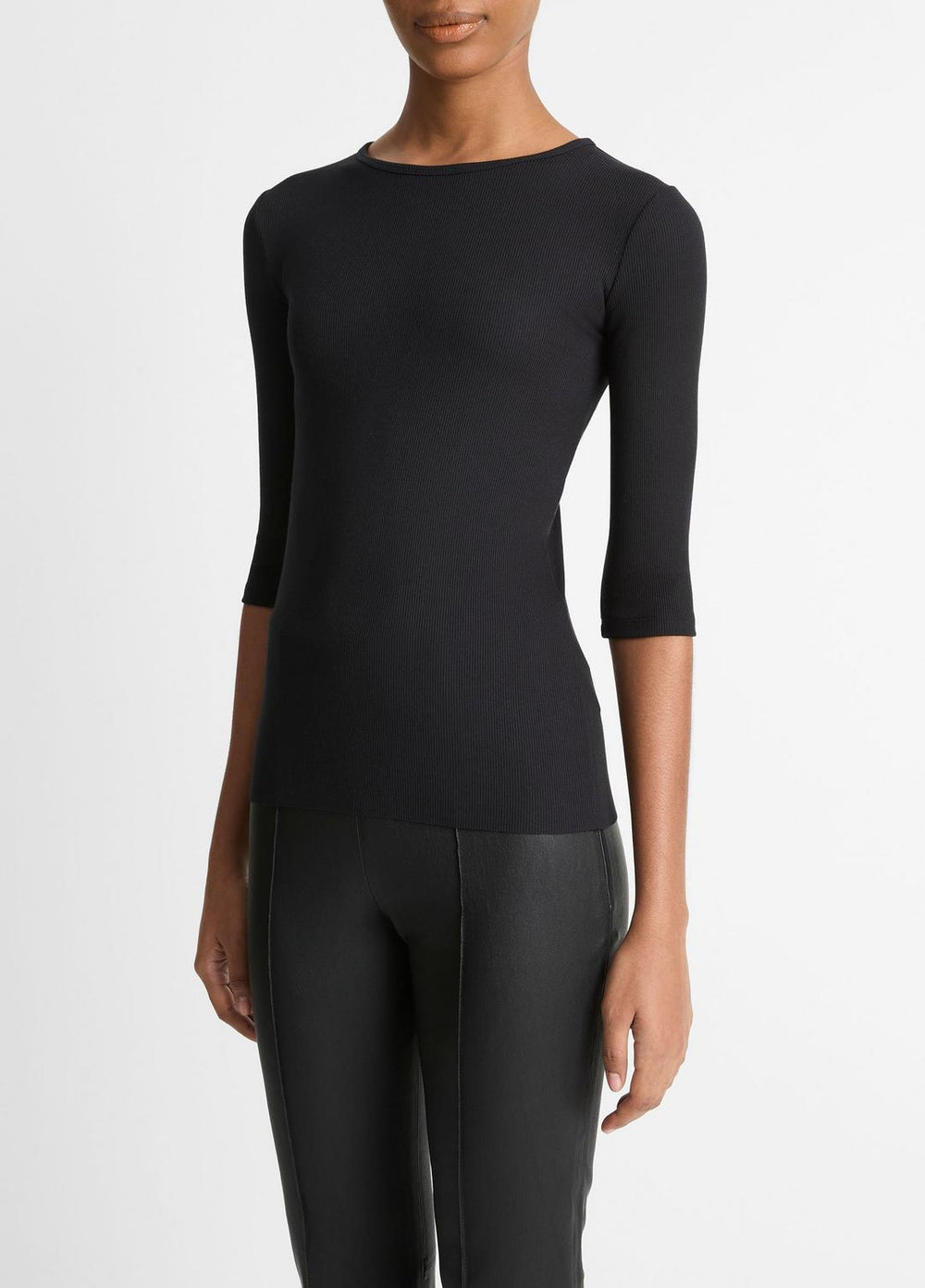 Elbow-Sleeve Crew Neck T-Shirt in Short Sleeve | VINCE Women