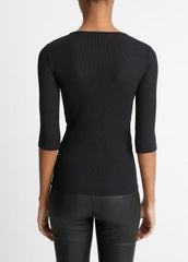 Elbow-Sleeve Crew Neck T-Shirt in Short Sleeve | VINCE Women