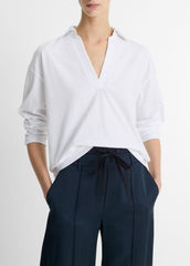 Easy Pima Cotton Long-Sleeve Polo Shirt in Long Sleeve | VINCE Women