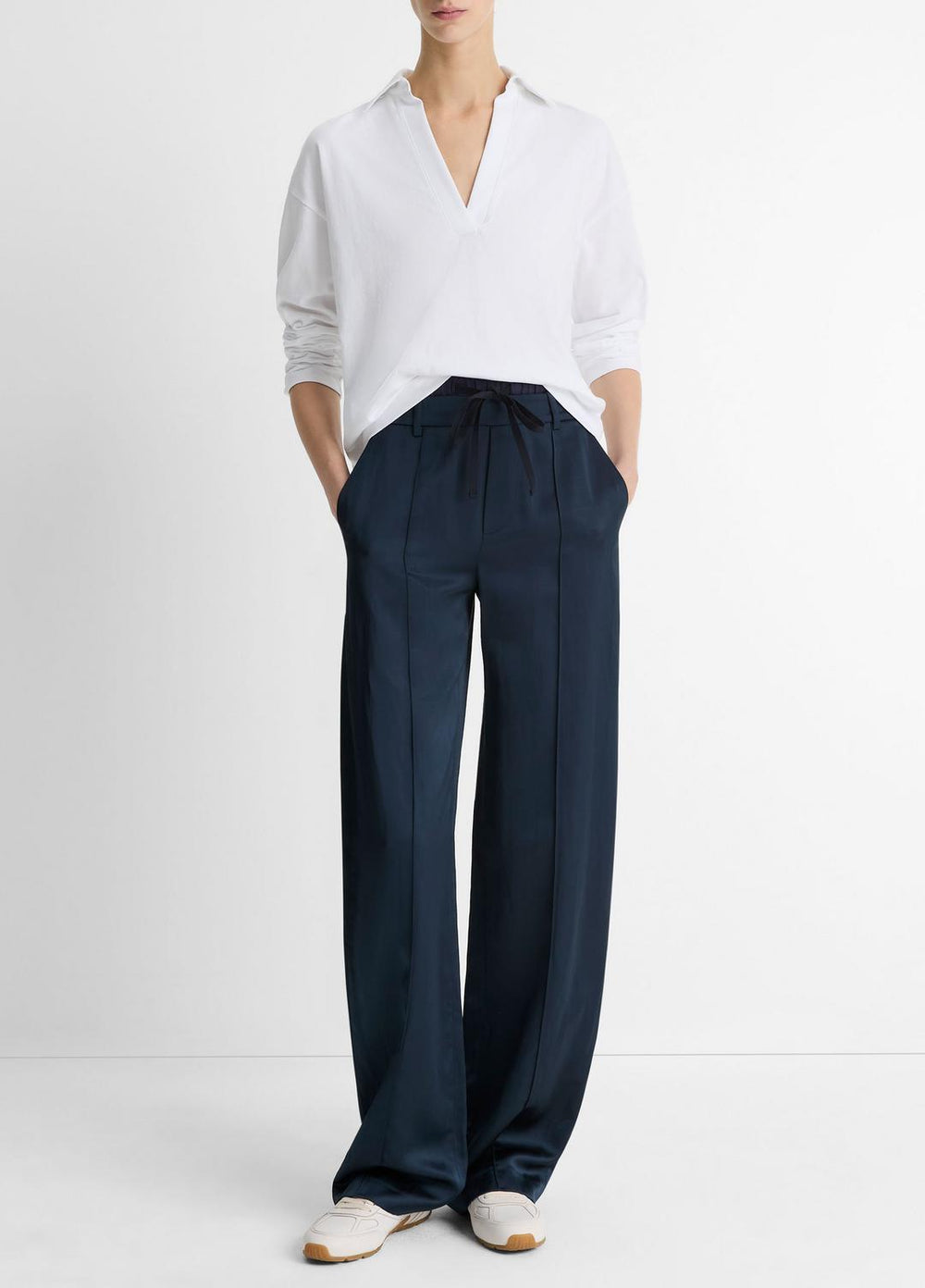 Easy Pima Cotton Long-Sleeve Polo Shirt in Long Sleeve | VINCE Women