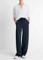 Easy Pima Cotton Long-Sleeve Polo Shirt in Long Sleeve | VINCE Women
